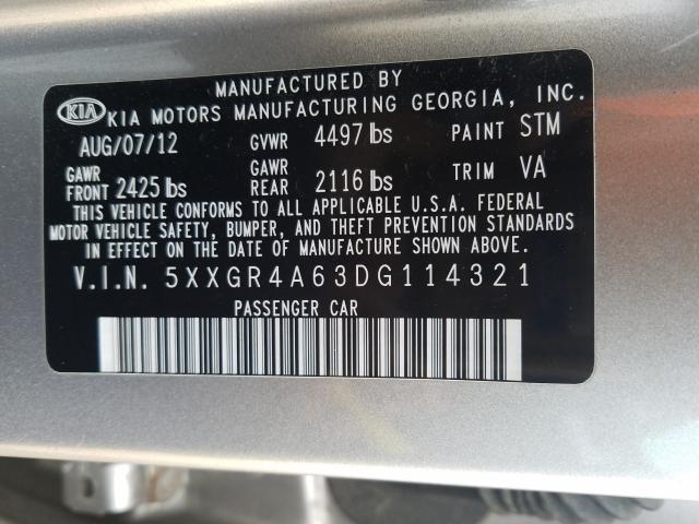 Photo 9 VIN: 5XXGR4A63DG114321 - KIA OPTIMA SX 