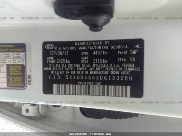 Photo 8 VIN: 5XXGR4A63DG133080 - KIA OPTIMA 