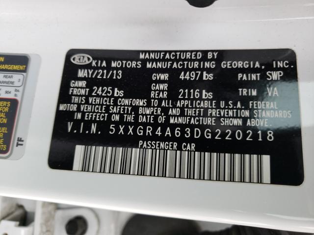 Photo 9 VIN: 5XXGR4A63DG220218 - KIA OPTIMA SX 