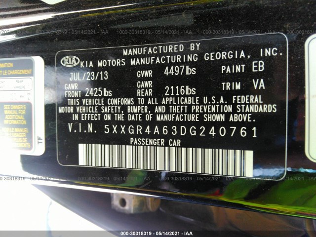 Photo 8 VIN: 5XXGR4A63DG240761 - KIA OPTIMA 