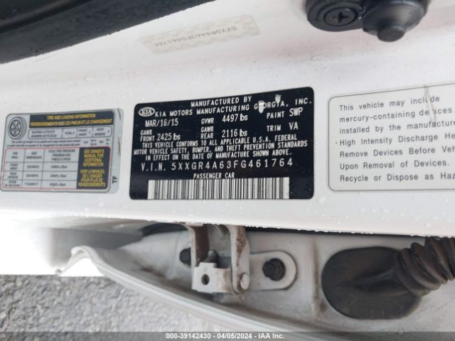 Photo 8 VIN: 5XXGR4A63FG461764 - KIA OPTIMA 