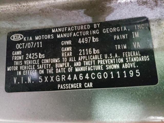 Photo 9 VIN: 5XXGR4A64CG011195 - KIA OPTIMA SX 