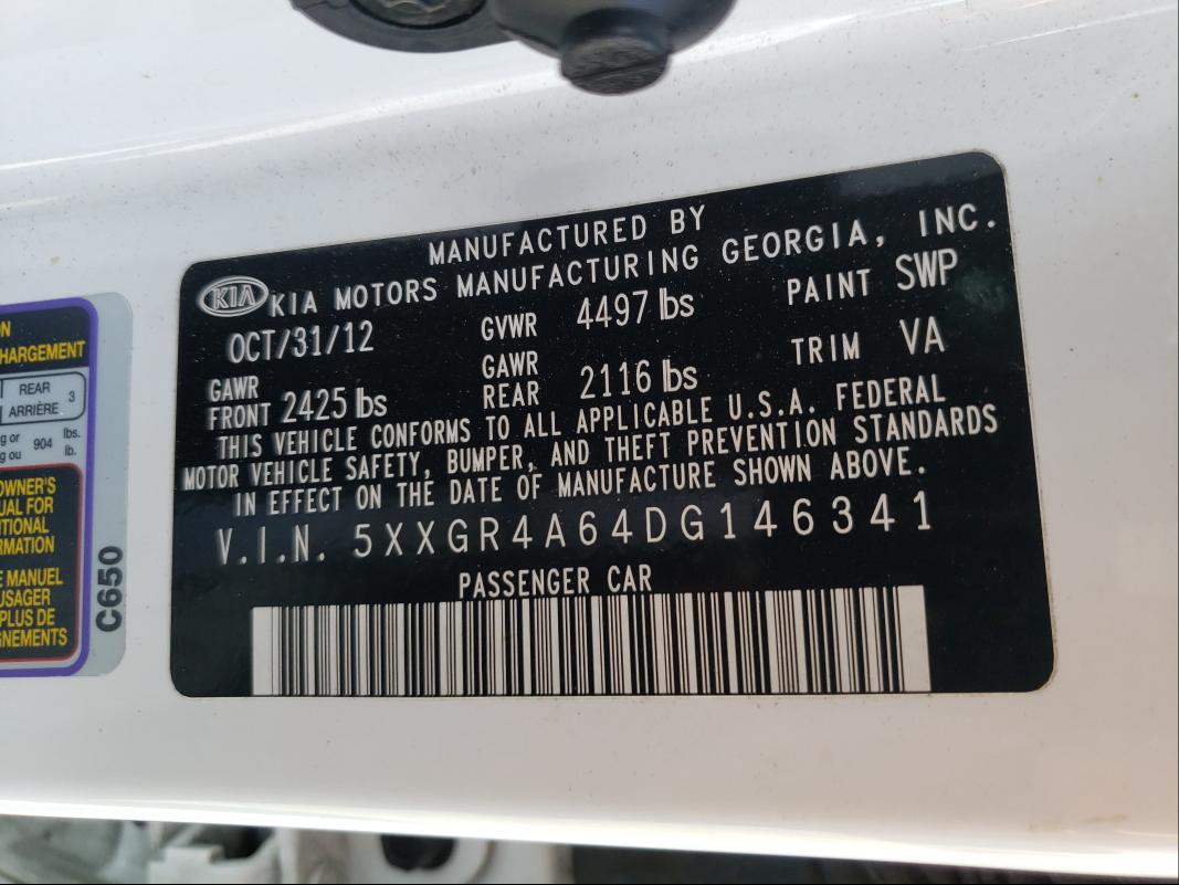 Photo 9 VIN: 5XXGR4A64DG146341 - KIA OPTIMA SX 