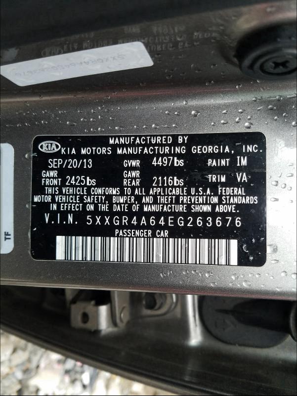 Photo 9 VIN: 5XXGR4A64EG263676 - KIA OPTIMA SX 