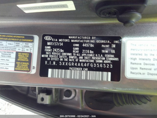 Photo 8 VIN: 5XXGR4A64FG356523 - KIA OPTIMA 