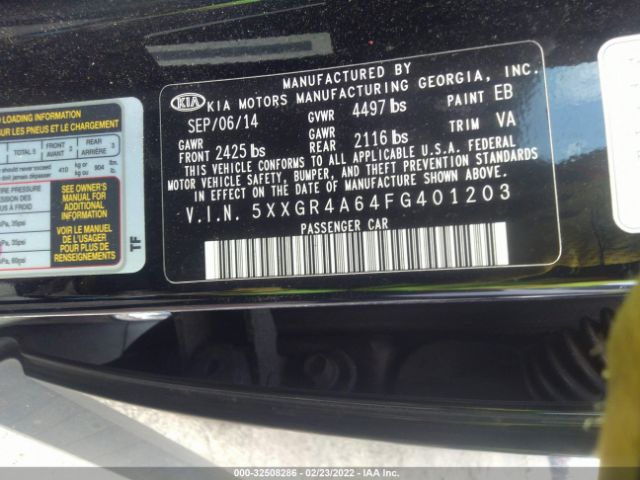 Photo 8 VIN: 5XXGR4A64FG401203 - KIA OPTIMA 