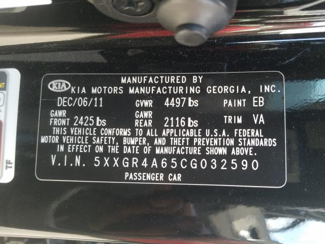 Photo 9 VIN: 5XXGR4A65CG032590 - KIA OPTIMA SX 