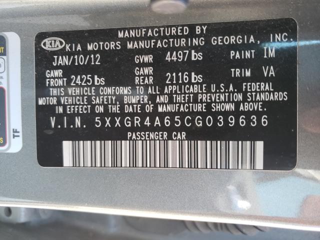 Photo 9 VIN: 5XXGR4A65CG039636 - KIA OPTIMA SX 