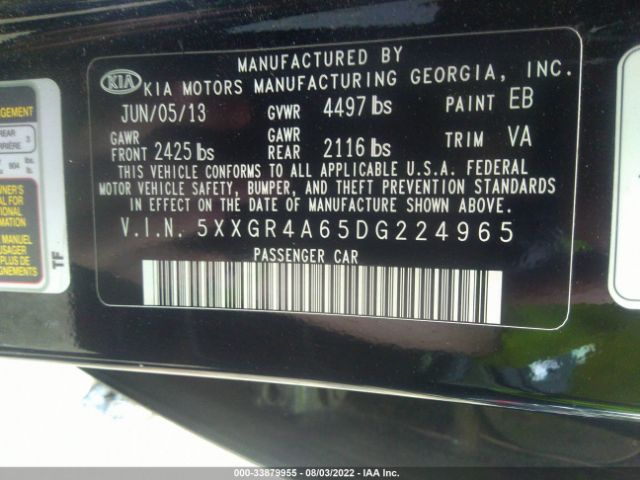 Photo 8 VIN: 5XXGR4A65DG224965 - KIA OPTIMA 