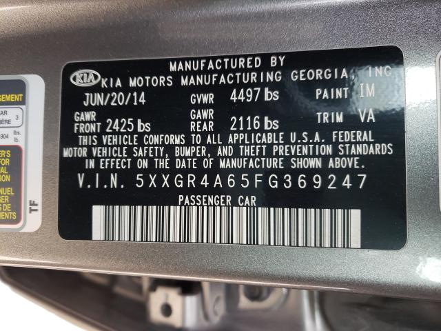 Photo 9 VIN: 5XXGR4A65FG369247 - KIA OPTIMA SX 