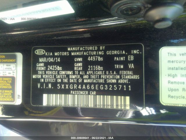 Photo 8 VIN: 5XXGR4A66EG325711 - KIA OPTIMA 