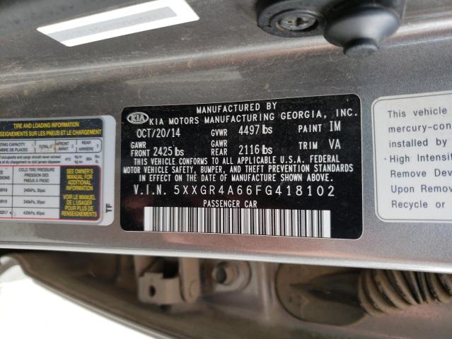 Photo 11 VIN: 5XXGR4A66FG418102 - KIA OPTIMA 