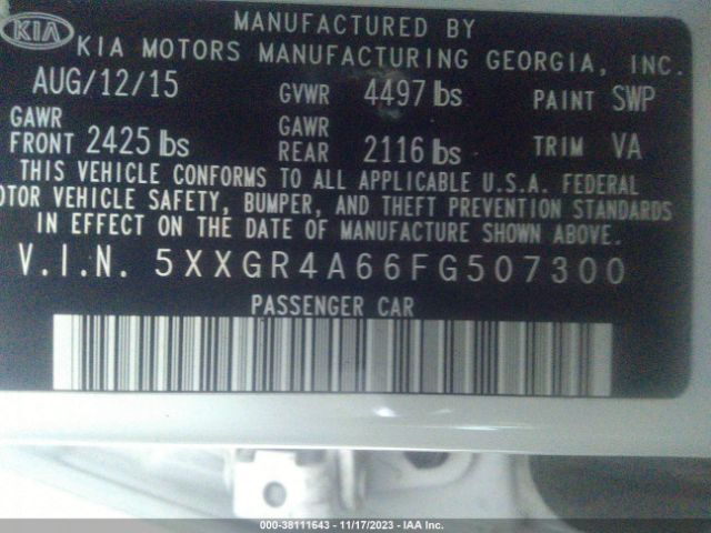 Photo 8 VIN: 5XXGR4A66FG507300 - KIA OPTIMA 