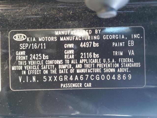 Photo 12 VIN: 5XXGR4A67CG004869 - KIA OPTIMA SX 