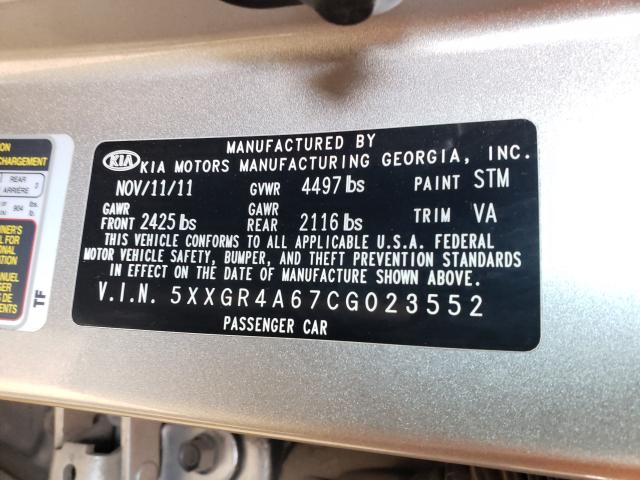 Photo 9 VIN: 5XXGR4A67CG023552 - KIA OPTIMA SX 