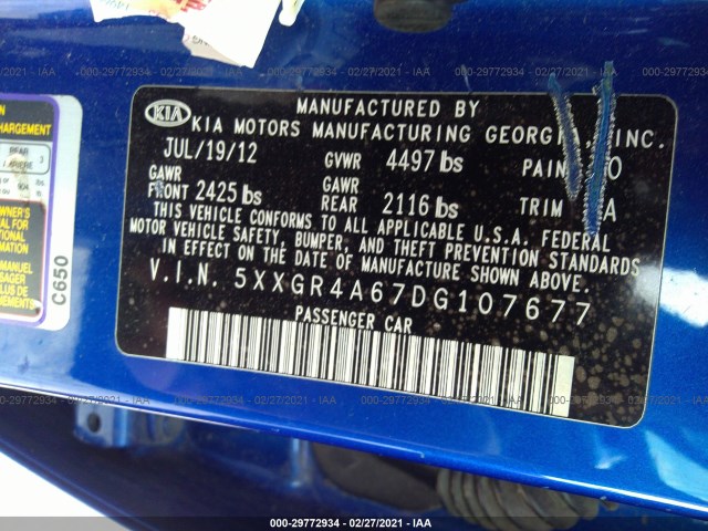 Photo 8 VIN: 5XXGR4A67DG107677 - KIA OPTIMA 