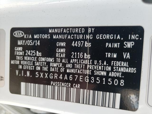 Photo 9 VIN: 5XXGR4A67EG351508 - KIA OPTIMA 