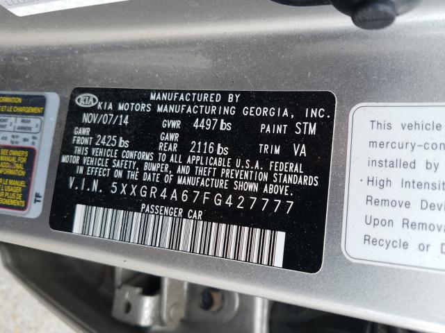 Photo 9 VIN: 5XXGR4A67FG427777 - KIA OPTIMA SX 