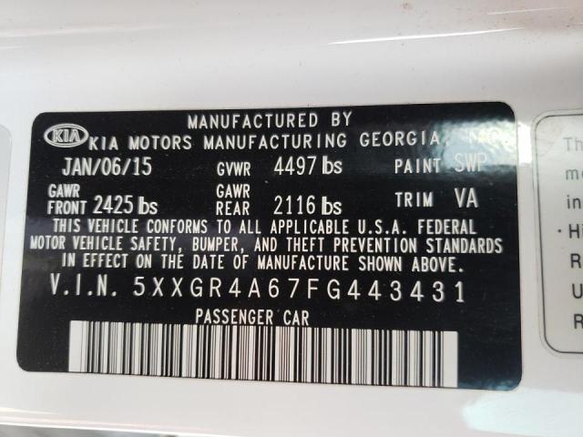 Photo 9 VIN: 5XXGR4A67FG443431 - KIA OPTIMA 