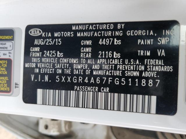 Photo 11 VIN: 5XXGR4A67FG511887 - KIA OPTIMA SX 