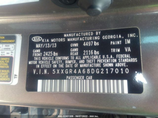 Photo 8 VIN: 5XXGR4A68DG217010 - KIA OPTIMA 