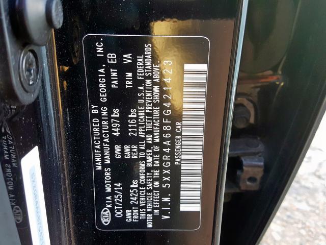 Photo 9 VIN: 5XXGR4A68FG421423 - KIA OPTIMA SX 