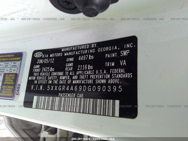 Photo 8 VIN: 5XXGR4A69DG090395 - KIA OPTIMA 