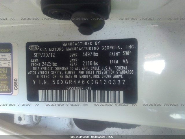 Photo 8 VIN: 5XXGR4A6XDG130337 - KIA OPTIMA 