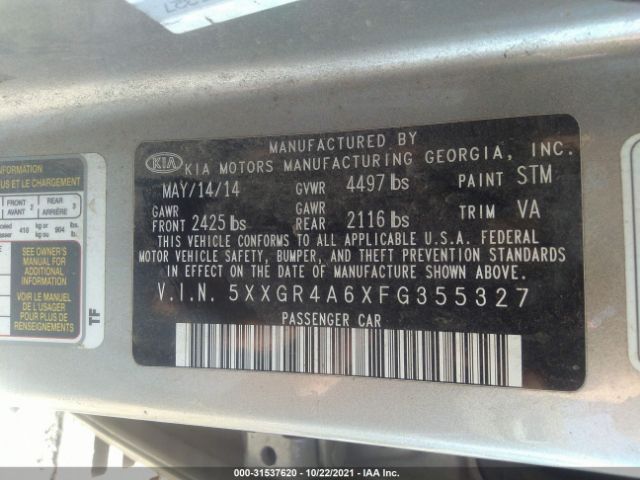 Photo 8 VIN: 5XXGR4A6XFG355327 - KIA OPTIMA 