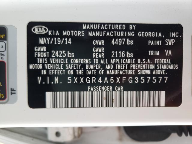 Photo 9 VIN: 5XXGR4A6XFG357577 - KIA OPTIMA SX 