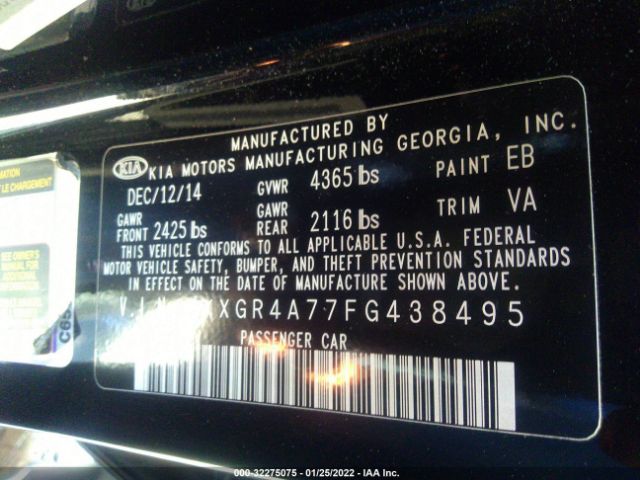 Photo 8 VIN: 5XXGR4A77FG438495 - KIA OPTIMA 