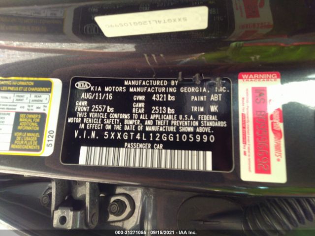 Photo 8 VIN: 5XXGT4L12GG105990 - KIA OPTIMA 