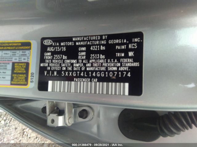 Photo 8 VIN: 5XXGT4L14GG107174 - KIA OPTIMA 