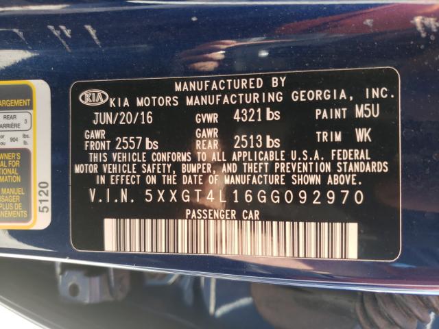 Photo 9 VIN: 5XXGT4L16GG092970 - KIA OPTIMA LX 