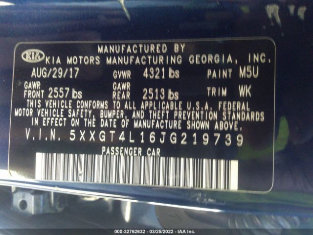 Photo 8 VIN: 5XXGT4L16JG219739 - KIA OPTIMA 