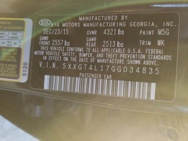 Photo 9 VIN: 5XXGT4L17GG034835 - KIA OPTIMA LX 