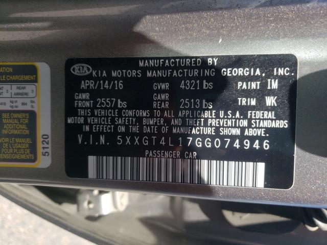 Photo 9 VIN: 5XXGT4L17GG074946 - KIA OPTIMA LX 