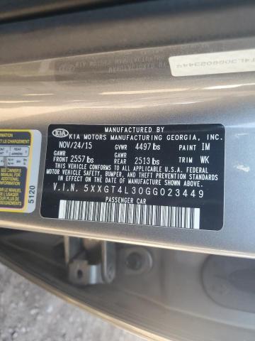 Photo 11 VIN: 5XXGT4L30GG023449 - KIA OPTIMA LX 