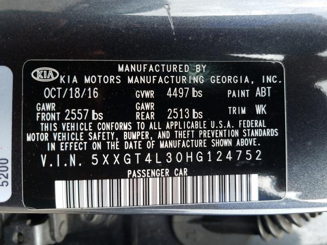 Photo 9 VIN: 5XXGT4L30HG124752 - KIA OPTIMA 