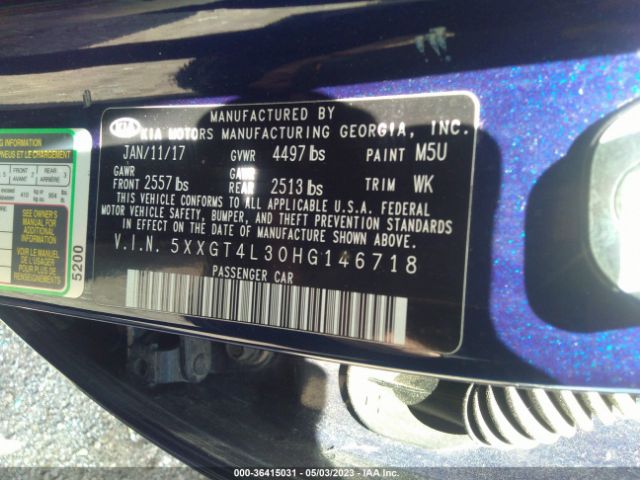 Photo 8 VIN: 5XXGT4L30HG146718 - KIA OPTIMA 