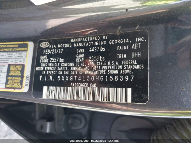 Photo 8 VIN: 5XXGT4L30HG158397 - KIA OPTIMA 