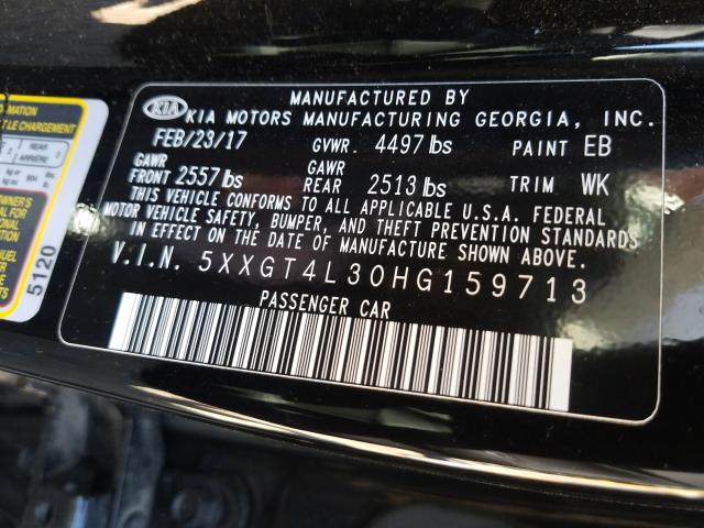 Photo 9 VIN: 5XXGT4L30HG159713 - KIA OPTIMA LX 