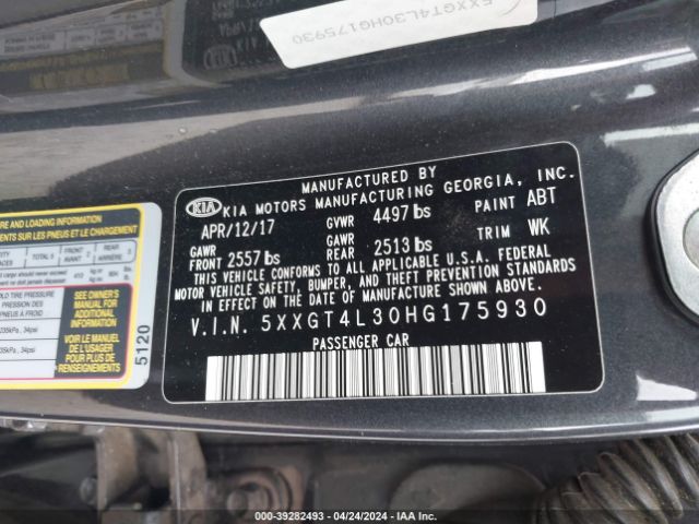 Photo 8 VIN: 5XXGT4L30HG175930 - KIA OPTIMA 