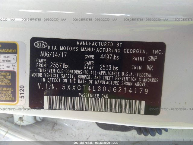 Photo 8 VIN: 5XXGT4L30JG214179 - KIA OPTIMA 