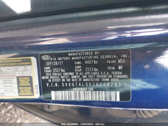 Photo 8 VIN: 5XXGT4L30JG228793 - KIA OPTIMA 