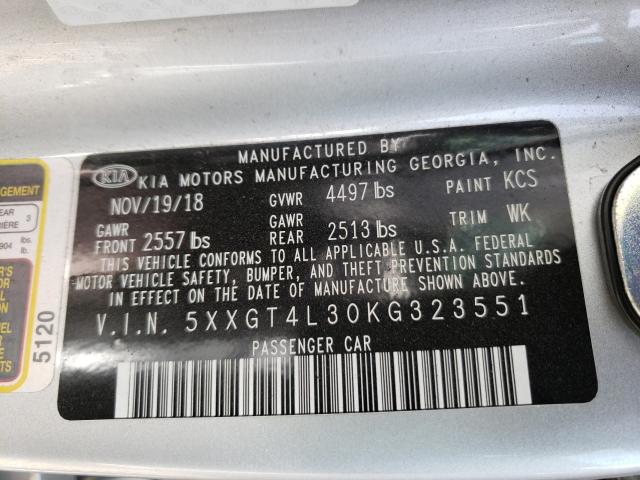 Photo 9 VIN: 5XXGT4L30KG323551 - KIA OPTIMA LX 