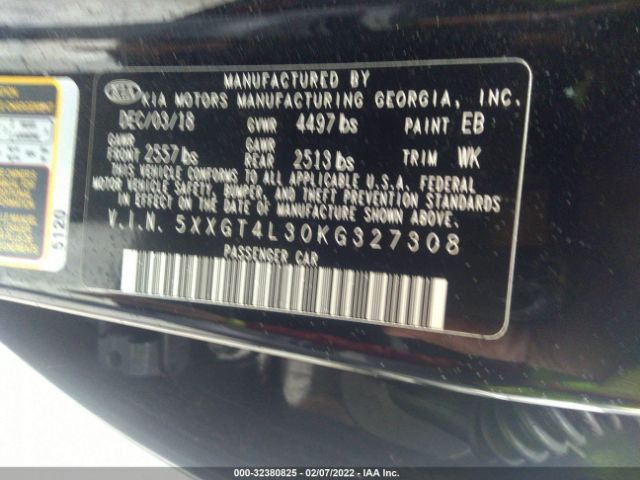 Photo 8 VIN: 5XXGT4L30KG327308 - KIA OPTIMA 