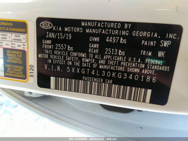 Photo 8 VIN: 5XXGT4L30KG340186 - KIA OPTIMA 