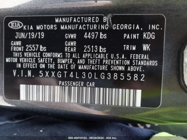 Photo 8 VIN: 5XXGT4L30LG385582 - KIA OPTIMA 