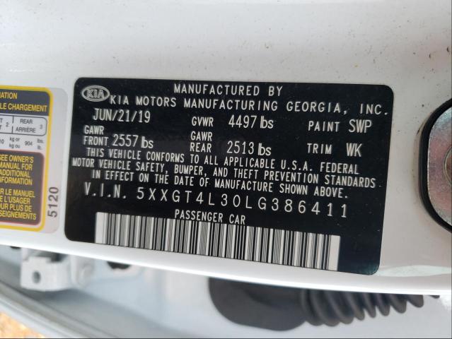 Photo 9 VIN: 5XXGT4L30LG386411 - KIA OPTIMA LX 